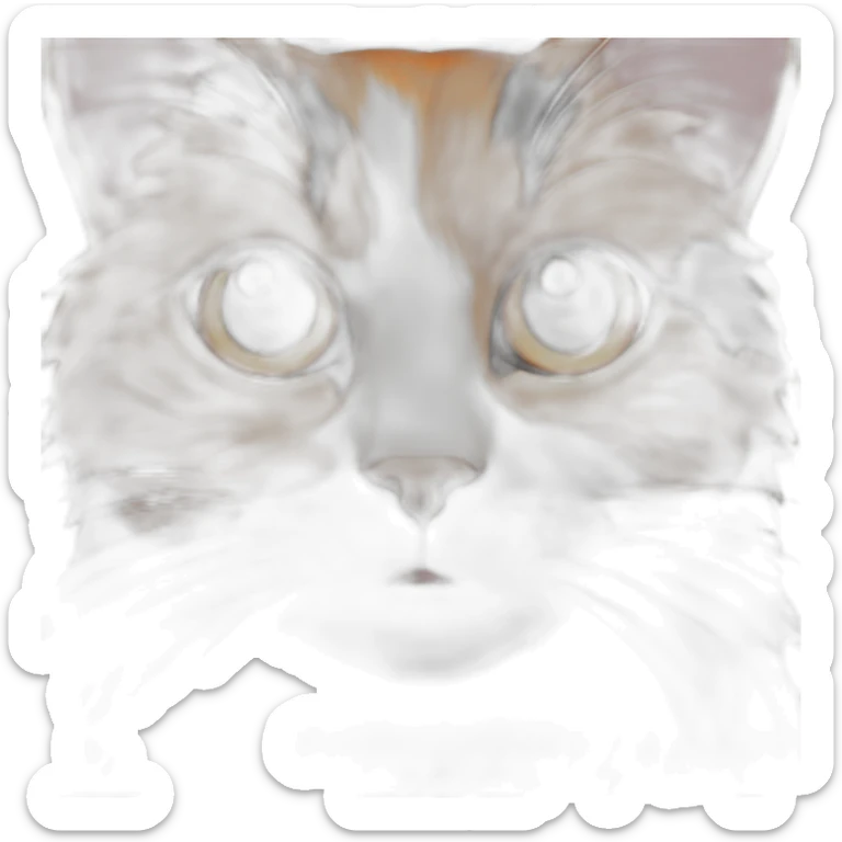 Calico cat with orange fur over right eye black fur over the left eye and white fur around the nose and mouth sticker