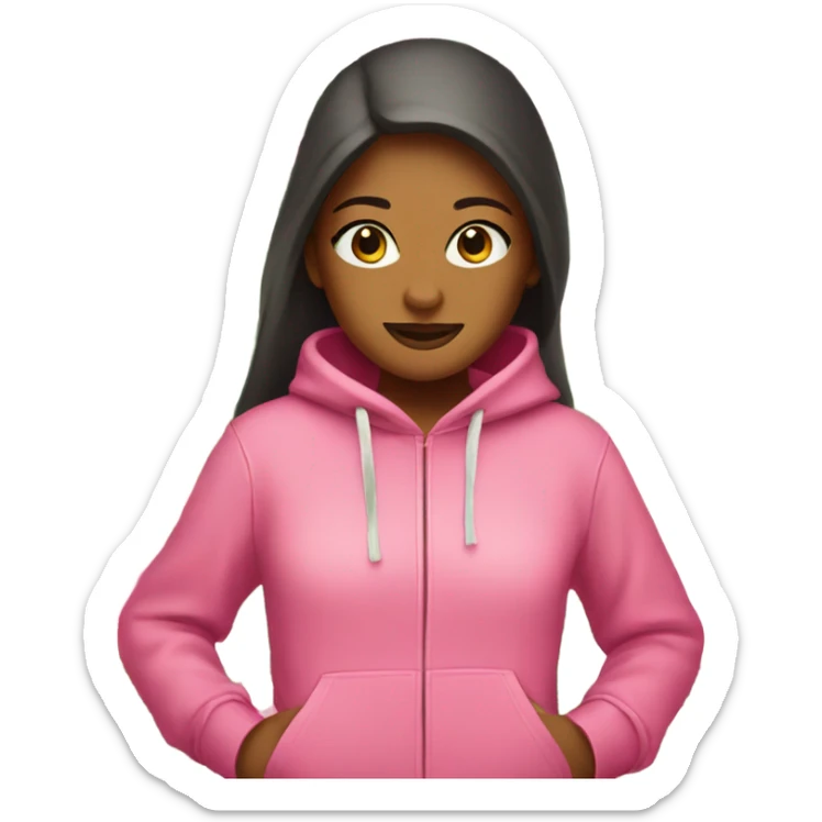 girl with pink hoodie with a hibicus flower on the hoodie sticker