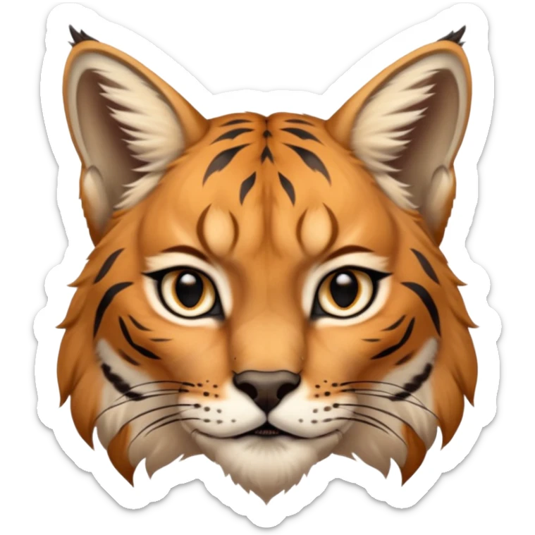 A high-resolution photo-realistic digital illustration of a majestic lynx, chest upward A high-resolution, photo-realistic digital illustration of a majestic young Eurasian lynx, shown from the shoulder upwards with tiger markings sticker