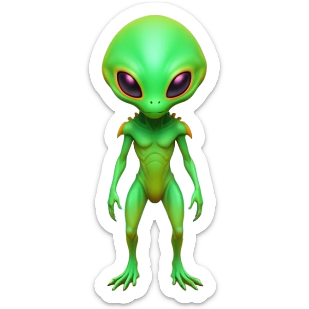Tropical futuristic lush warm-colored neon Fionbri-Vernid-alien-creature (full body) sticker