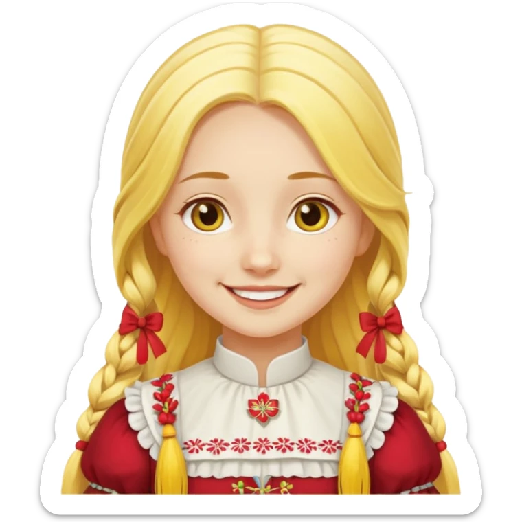 muscled girl from Poland in traditional Polish costume, long yellow hair sticker