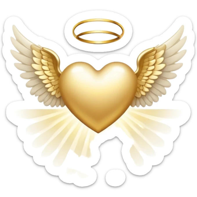 Divine angelic Heart with angel wings and halo sticker