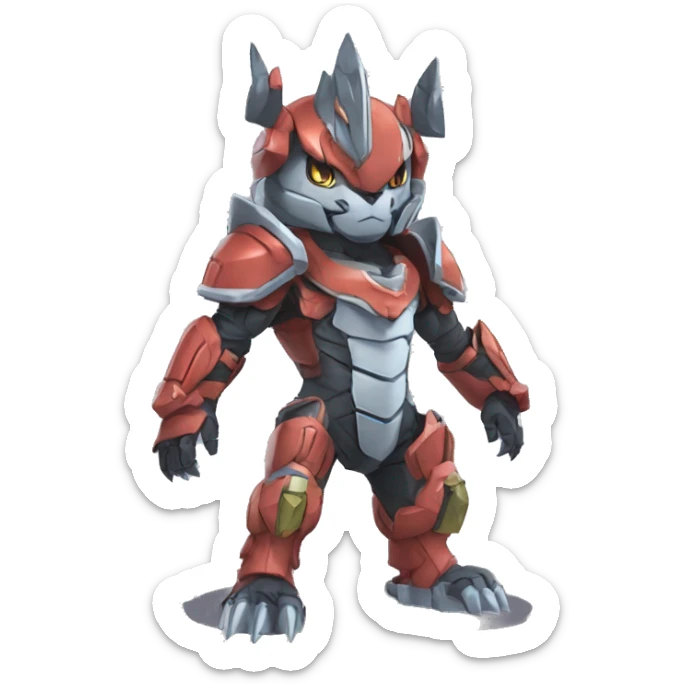 cute kawaii cool edgy armored Digimon-Fakemon-animal full body sticker