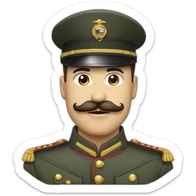 Homme avec moustache carré en tenue militaire levant bras sticker