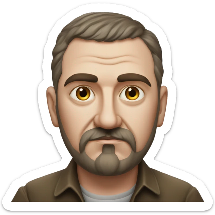 Russian writer Alexander Kuprin Photorealism A plump serious man of Slavic appearance with Small eyes with goatee beard and mustache, with a  short haircut, big detailed face, wrinkled face sticker