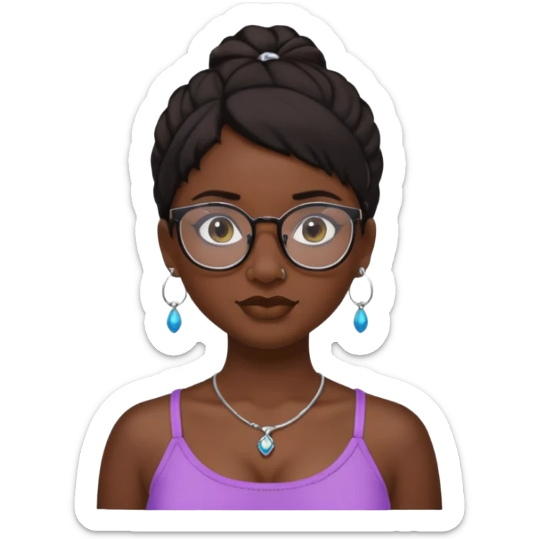 sarah babygirl dark hair and glasses with nose piercing and earrings and crop top sticker