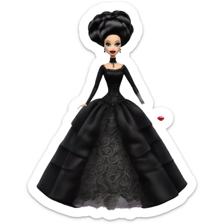 Victorian 1899 Debut Barbie CC,Morticia Addams, , sparkling black octopus dress  sticker