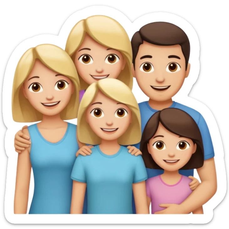 Happy family of 5: mom, dad, sisters and brother sticker