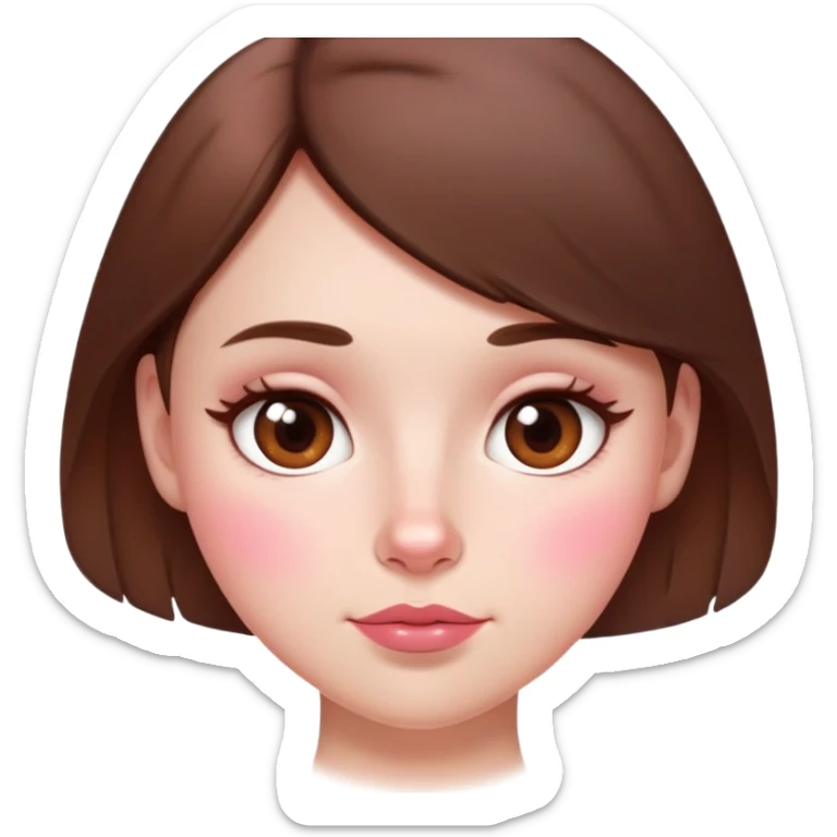 ai emoji a white girl with short brown hair big pink cheeks almond but also doe brown and moles all over the face sticker