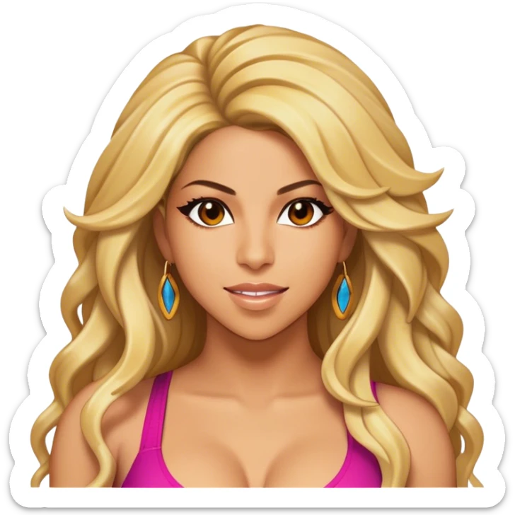 Cinematic Realistic portrait of Shakira, shown as a dynamic pop icon with expressive features and detailed modern attire, illuminated by vibrant, energetic lighting that highlights her global influence sticker