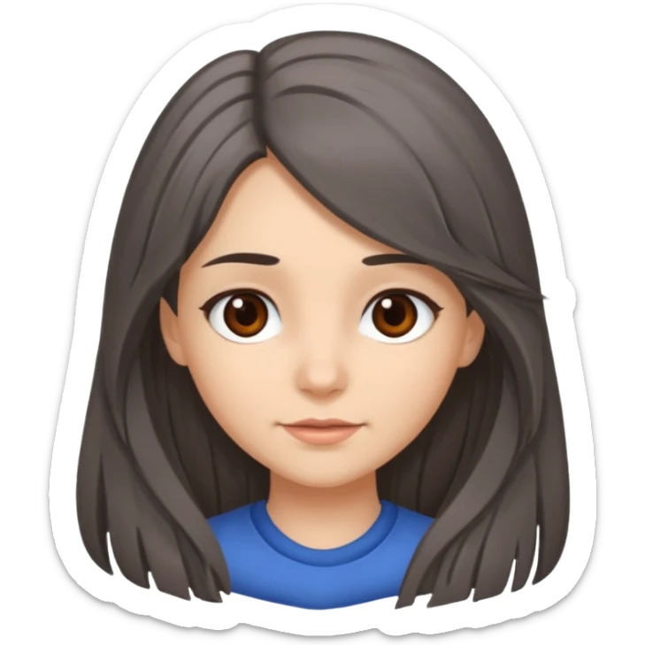 brunette girl long hair with strands of gray hairs sticker