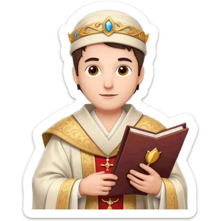 Elegant noble in long robes with tall hat, holding a scroll of orders. sticker
