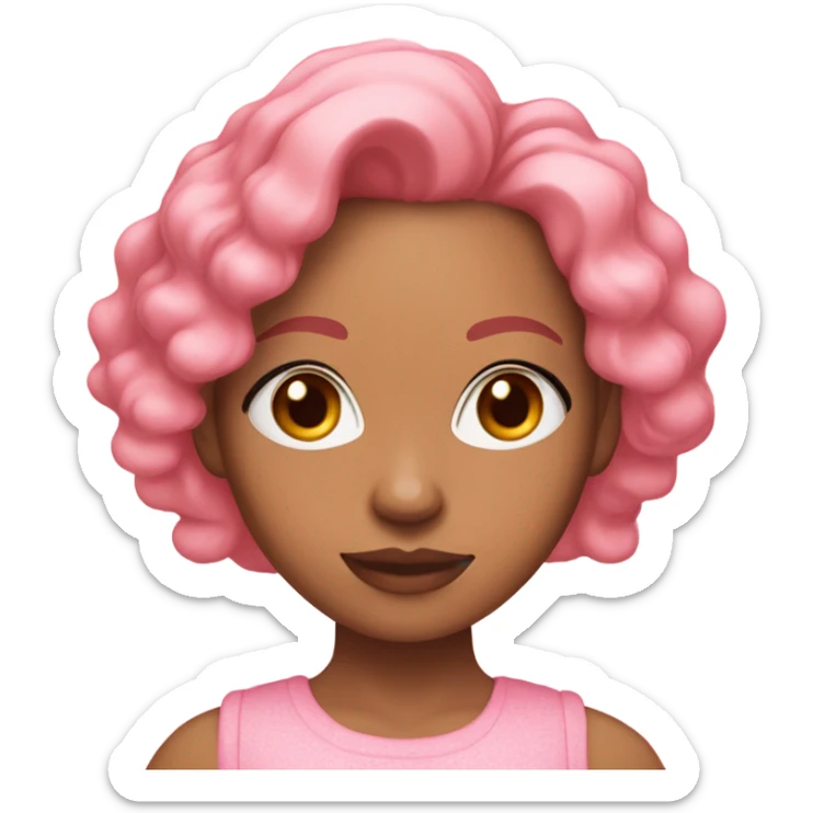 Lightskin girl with ginger hair and long lashes wearing pink sticker