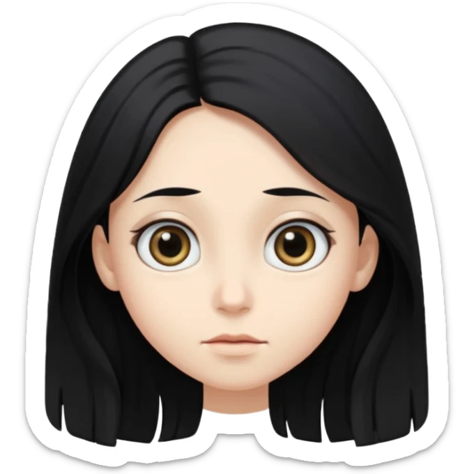 person with long black hair and big but turned to the side  sticker
