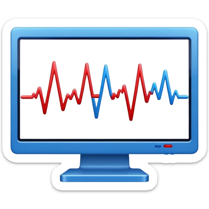 heartbeat line on monitor in blue and red colors sticker