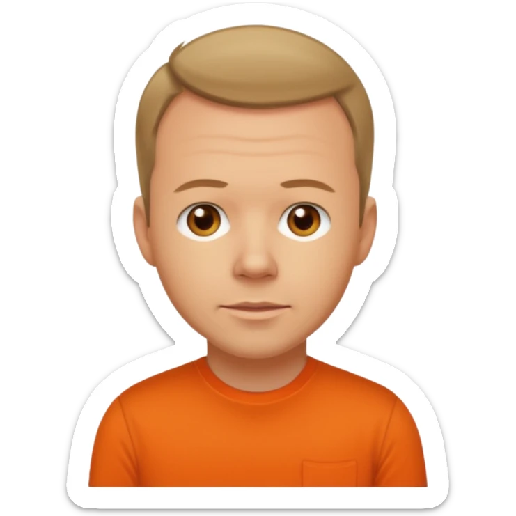 Donnie Wahlberg brown eyes,dark blonde hair, orange shirt  sticker