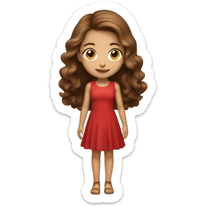 stunning girl in red dress brown hair sticker