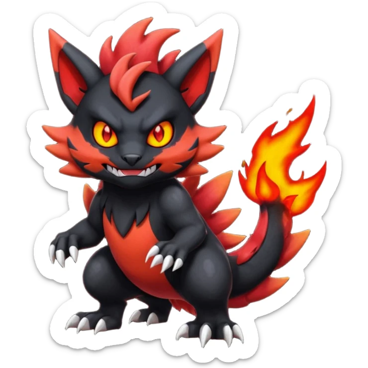Colorful Litten-Guilmon-Darkrai-Pokémon-Fakémon-fusion-hybrid-creature sticker