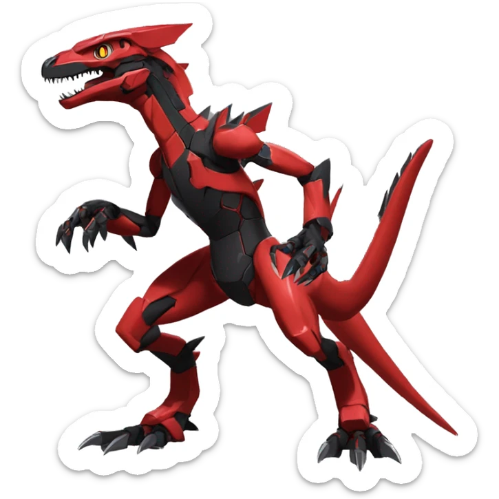  Cool Edgy Black Red Digimon-Fakemon-Guilmon-Velociraptor-Dragon-Mecha full body sticker
