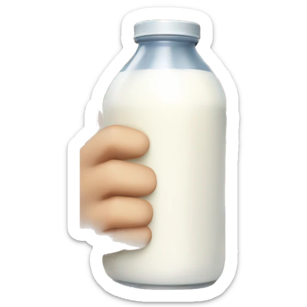 Boy with brown hair and blue eyes holding a jug of milk  sticker