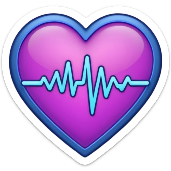 heart pules tech with the pules symbol in the middle, make the hart dark purple. navy blue outline sticker