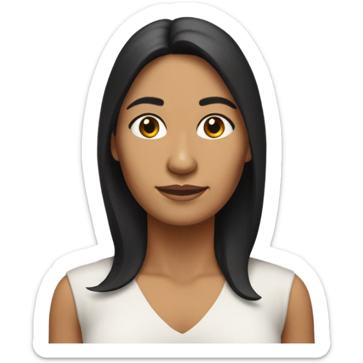 Mexican woman, 53 years old, has sun-darkened skin with a round face, has thick shoulder-length black hair. sticker