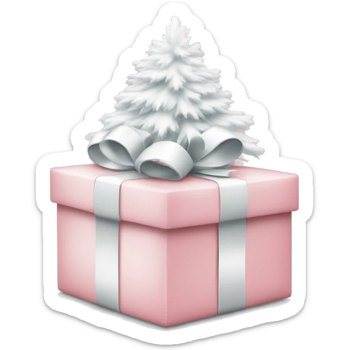 Light pink Christmas gifts under a white Christmas tree  sticker