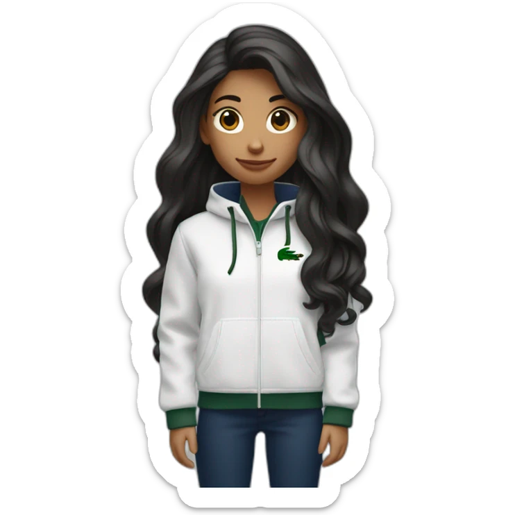 Lacoste bag assina girl with long hair with black lacoste windbreaker sticker