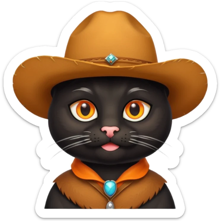 combine the cowboy empjis with a bclack cat emoji and make it have a moustache sticker