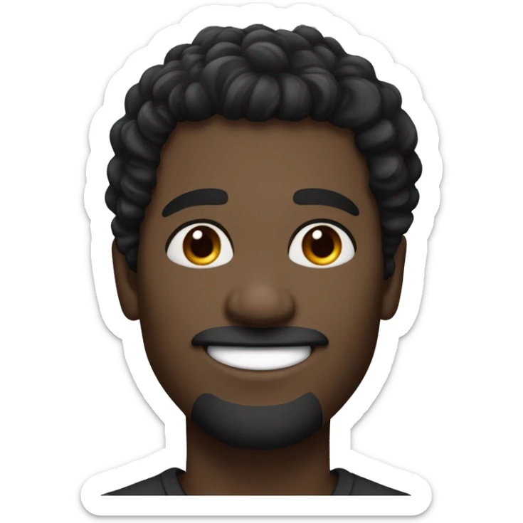 Black wavy hair man, white skin , small nose, small eyes, smiling, portrait sticker