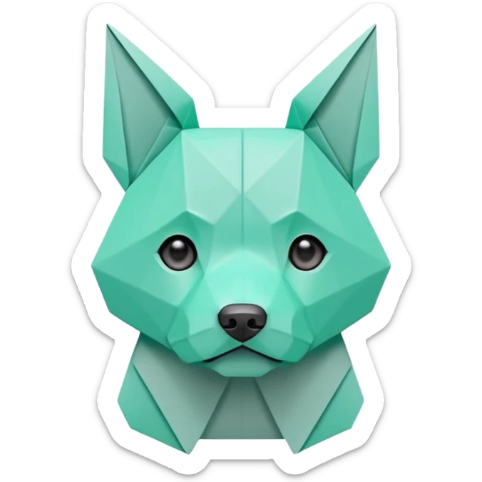 origami dog in color green mint rgb(168, 251, 211) sticker