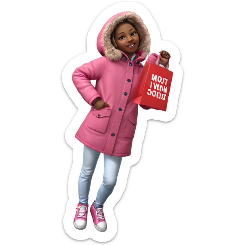 girl in pink coat standing sticker