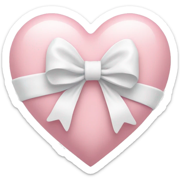 Pastel pink heart with white bow sticker