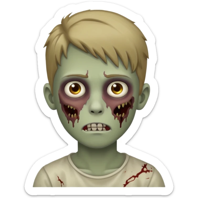 boy zombie teen with dark blonde hair sticker