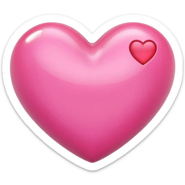 Apple-style 3D emoji of a shiny pink  heart, smooth and glossy surface, simple and elegant design, no background. sticker