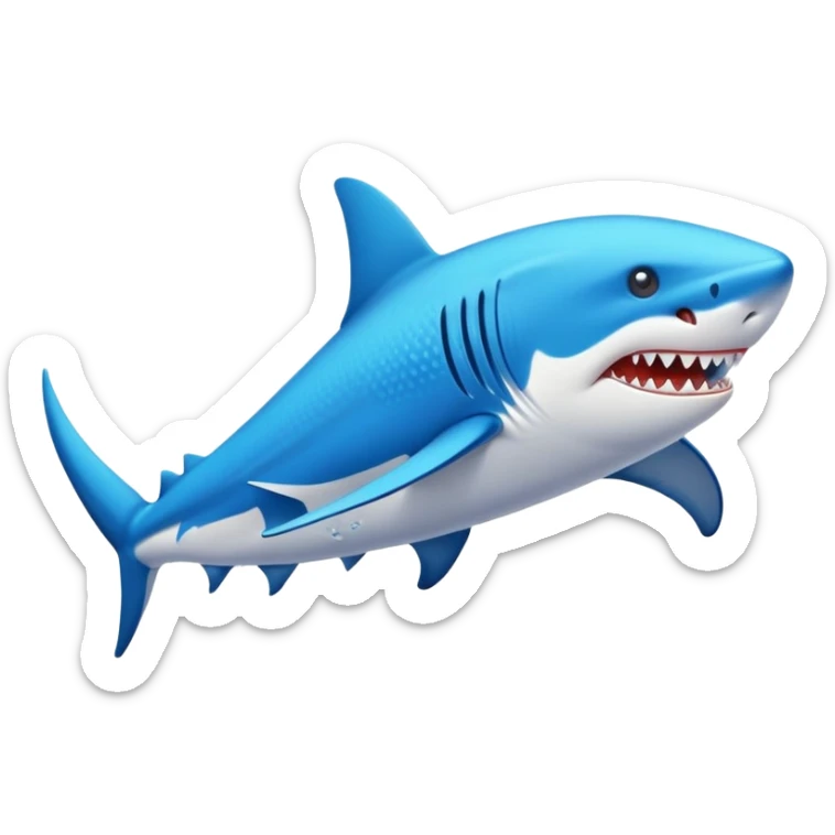 Tiburón con zapatillas nike azules andando por la playa sticker