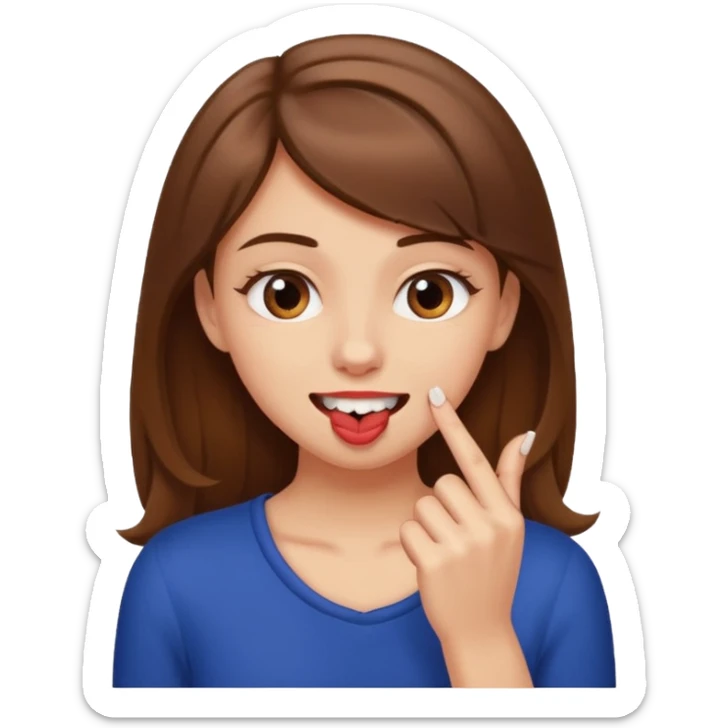 Une fille brune et blanche qui se mord l'ongle avec ses dents comme si elle draguait qqn sticker