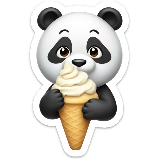 Panda eating ice cream sticker