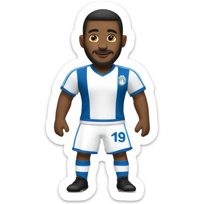 futbolista camiseta blanca pantaloneta azul medias blancas sticker