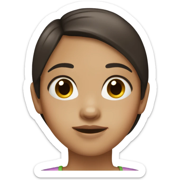 A girl with dark brown straight hair with light skin sticker
