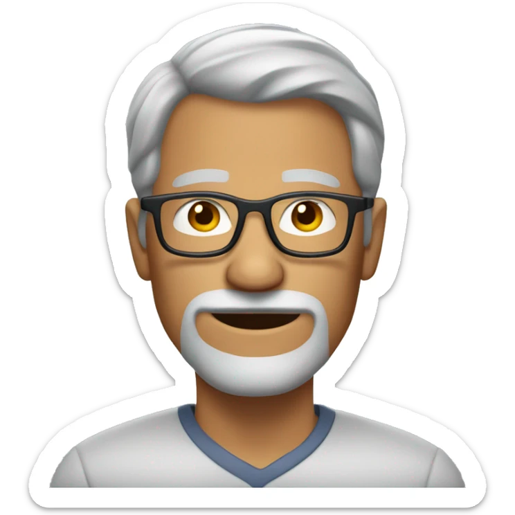 Mature man with tanned skin gray hair and beard and glasses sticker