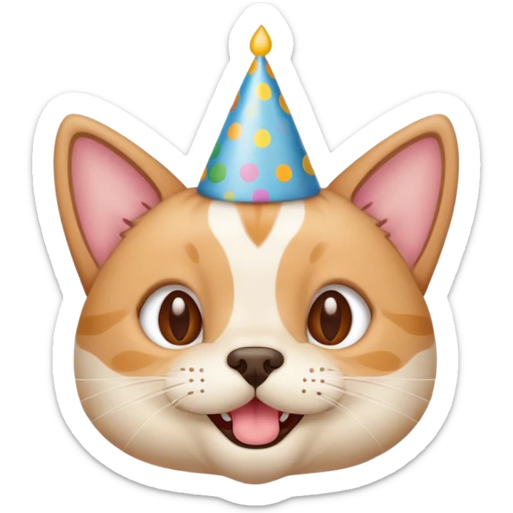 Happy birthday cat dog sticker