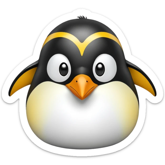 cinematic-adult-emperor-penguin-portrait-emoji,-head-tilted-playfully-and-inquisitively,-with-glossy,-pristine-plumage,-sparkling-eyes-filled-with-curiosity,-simplified-yet-irresistibly-adorable-features, black face sticker