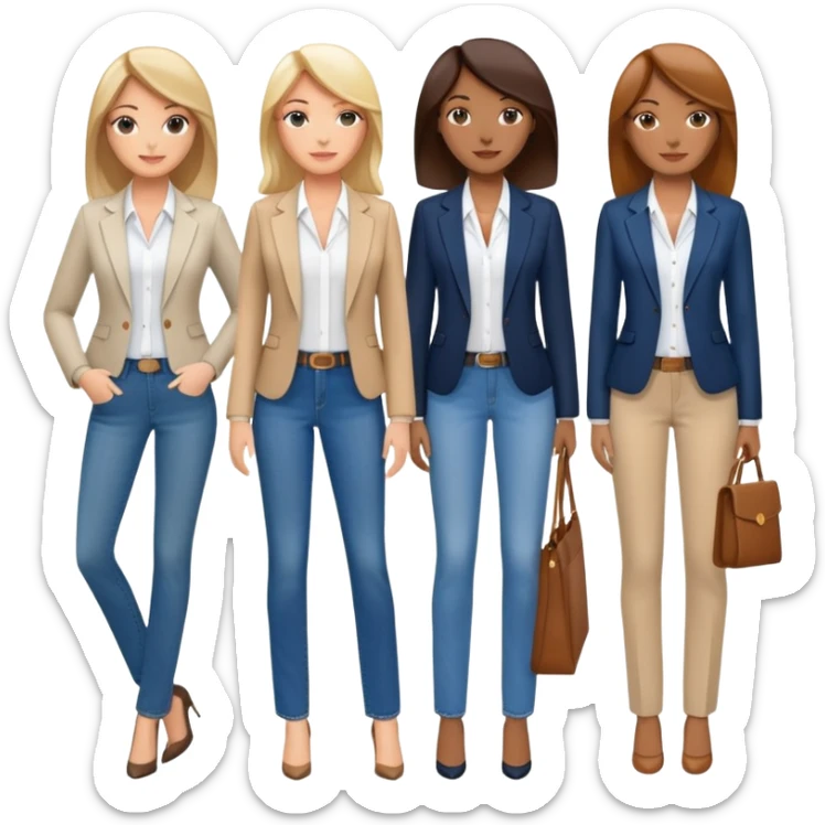diverse group of businesswomen women from america wearing jeans, blouses and blazers. sticker