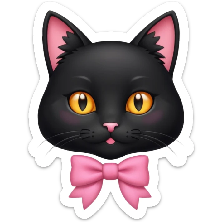 gato negro con moño coquette  sticker