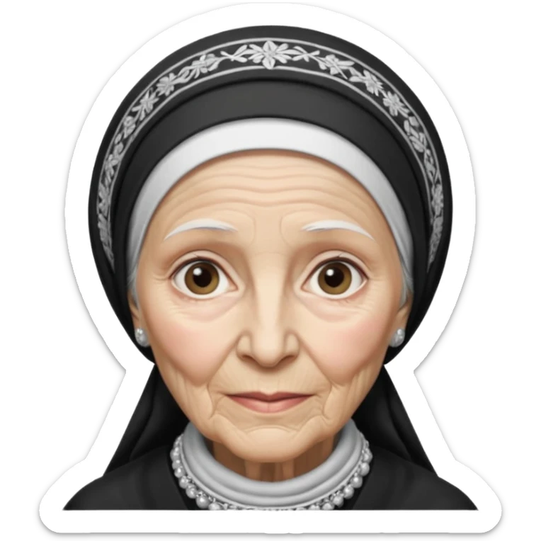 orthodox jewish woman with tichel kercheif circa. 1890 make into greyscale elderly sticker