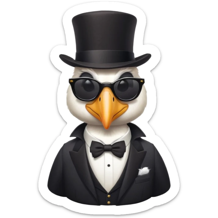 pelican with poise, wearing sunglasses and formal top hat sticker