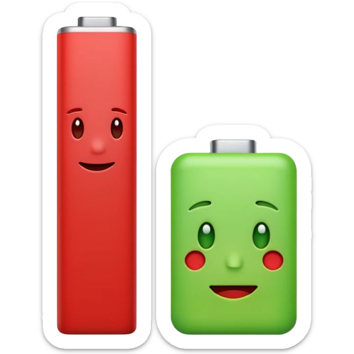 I want a emoji of low battery ang high battery, the low battery's collor is red and the high battery's color is green sticker