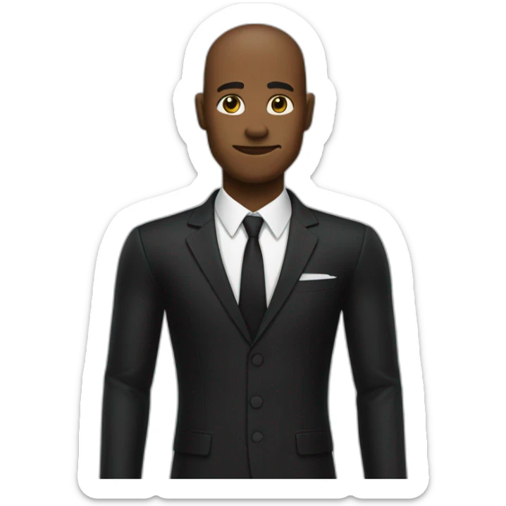 Person in black suit with right arm at 45° and other arm glued to the side of the body sticker