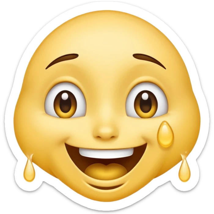 A joyful face emoji with wide eyes and a big smile, tears of laughter flowing.  sticker